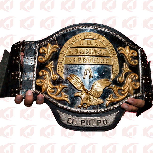 Jr. Champion Belt for UWA World Light Heavy Weight and EL PULPO Universal Wrestling Association