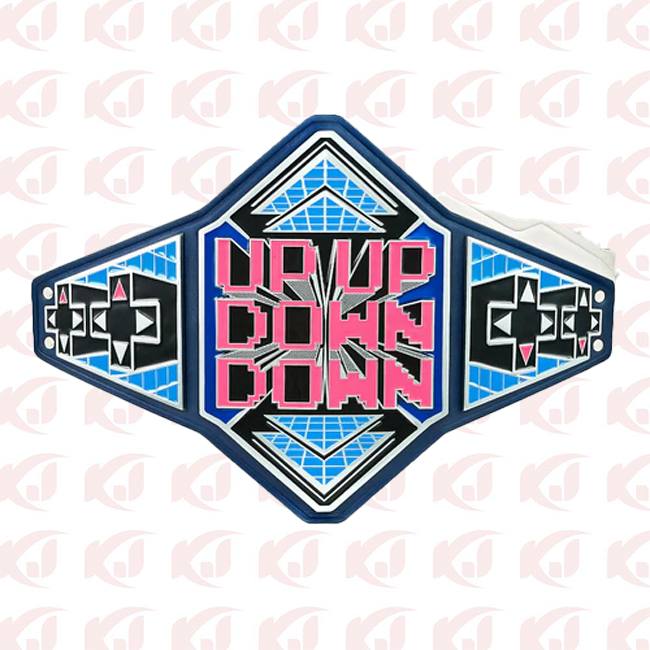 Replica title belt for the UpUpDownDown wrestling championship